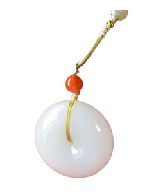 Superb Chinese White Hetian Jade Carved Lucky Pendant