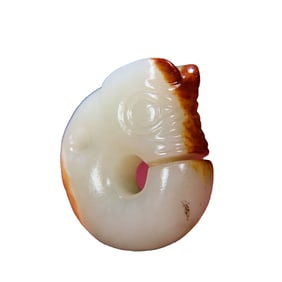 Vintage Chinese Hetian Jade Carved Fortune Beast Pendant