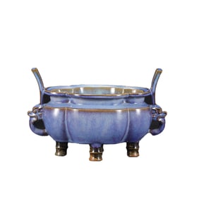 Chinese Variable Glaze Jun Kiln Porcelain Incense Burner