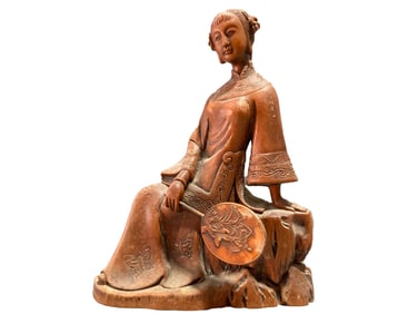 Old Chinese Boxwood Wood Carved Figure Statue