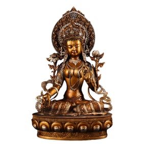 Old Tibetan Gilt Gold Copper Tara Statue
