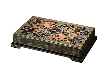 Chinese Gilt Gold Wooden-cored Lacquerware Fortune Dragon Design Jewellery Box