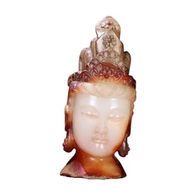 Superb Vintage Chinese Hetian Jade Carved Kwan-yin Statue