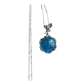 Beautiful 925 Silver Inlay Aquamarine Pendant