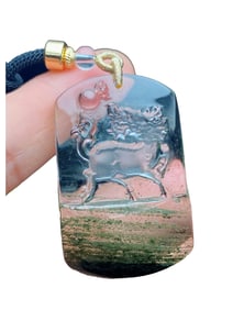 Beautiful Green Crystal Carved Fortune Kylin Pendant