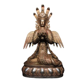 Vintage Chinese Bronze Nagarjuna Statue