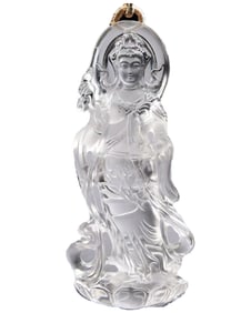 Beautiful White Crystal Carved Kwan-yin Pendant