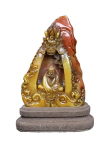 Vintage Chinese Shoushan Stone Carved Dharma Seal Statue
