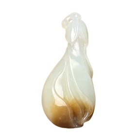 Chinese Hetian Jade Carved Orchid Pendant