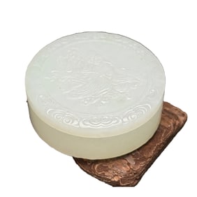Superb Chinese White Hetian Jade Carved Kwan-yin Rouge Box