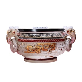 Exquisite Chinese Gilt Gold Colored Drawing Hetian Jade Carved Fortune Dragon Incense Burner