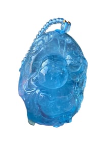 Beautiful Natural Aquamarine Carved Laughing Buddha Pendant