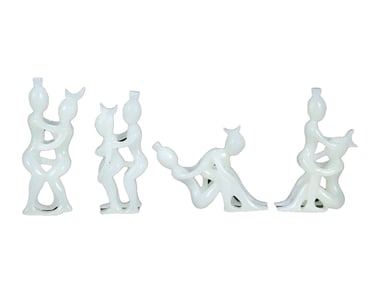 A Set Four Chinese Hetian Jade Carved Figure Statues