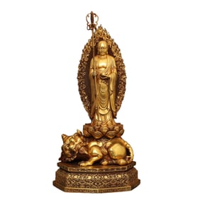 Tibetan Gilt Gold Copper Ksitigarbha Statue