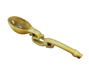 Superb Vintage Chinese Hetian Jade Carved Spoon Statue