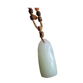 Superb Chinese Hetian Jade Carved Fortune Bamboo Pendant