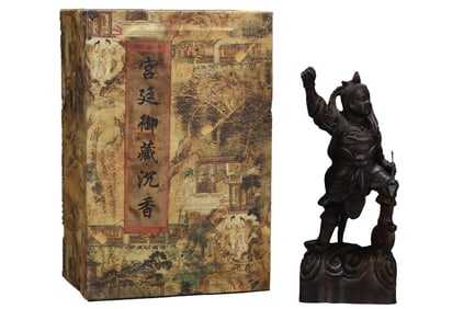 Vintage Chenxiang Wood Carved Nataku Statue