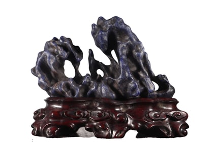 Vintage Lapis Lazuli Carved Brush Pen Shelf Statue