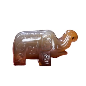 Chinese Agate Carved Elephant Statue