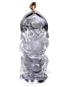 Beautiful White Crystal Carved Fortune Dragon Pendant w Hand Woven Necklace