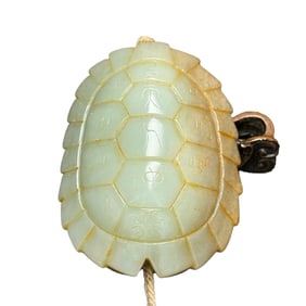 Vintage Chinese Hetian Jade Carved Turtle Shell Statue