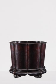 Vintage Chinese Zitan Wood Brush Pot