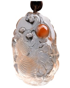 Beautiful Crystal Carved Goldfish Pendant