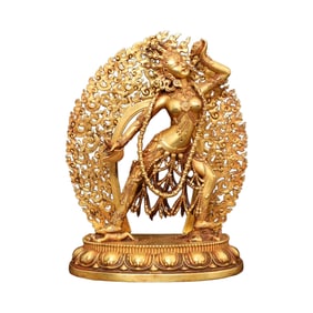 Tibetan Gilt Gold Copper Dakini Buddha Statue
