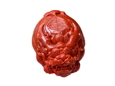 Superb Chinese Nanhong Agate Carved Dragon Turtle Statue