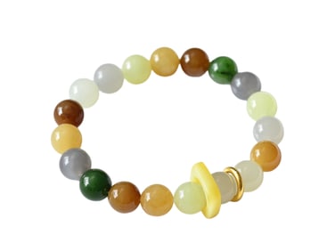 Hand Woven Chinese Hetian Jade Beads Bracelet