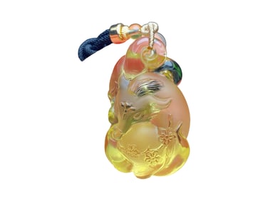 Beautiful Yellow Crystal Carved Nine-tailed Fox Pendant