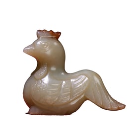 Vintage Chinese Hetian Jade Carved Rooster Pendant