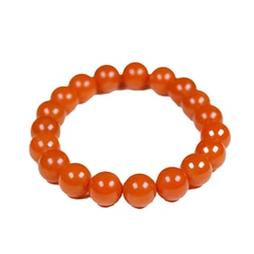 Superb Chinese Nanhong Agate Beads Bracelet