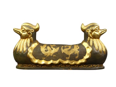 Vintage Chinese Gilt Gold Bronze Mandarin Duck Pillow