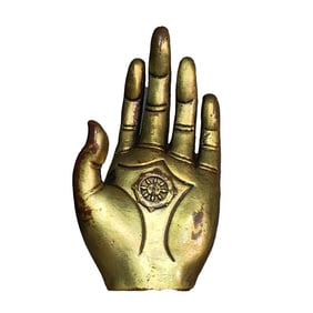 Vintage Chinese Gilt Gold Bronze Buddha's hand Statue
