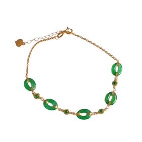Exquisite 18K Gold & Jadeite Beads Bracelet