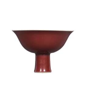 Chinese Red Glaze High Leg Porcelain Cup