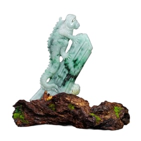 Exquisite Jadeite Carved Lizard Statue