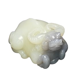 Superb Chinese Hetian Jade Carved Fortune Ox Pendant