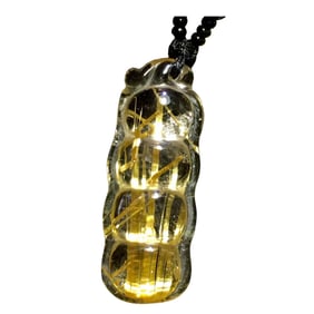 Exquisite Titanium Crystal Carved Bean Pod Pendant