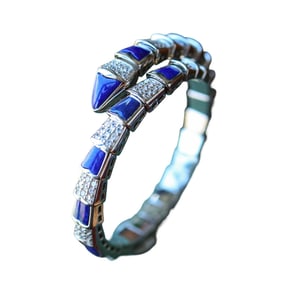 Beautiful Pure Silver Inlay Lapis Lazuli Bracelet