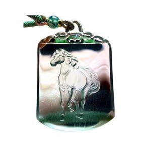 Beautiful Green Crystal Carved Fortune Horse Pendant