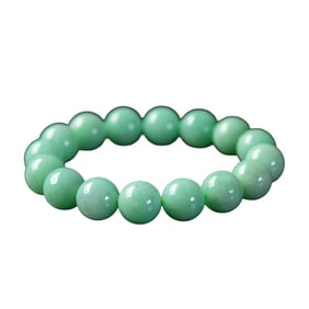 Exquisite Hand Woven Green Jadeite Beads Bracelet