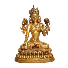 Tibetan Gilt Gold Copper Tara Statue