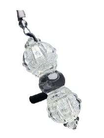 Beautiful White Crystal Carved Pestle Xiangmo Pendant w Hand Woven Necklace