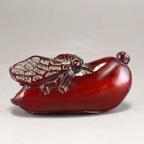 Vintage Ox Horn Carved Cicada Pendant