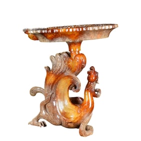 Vintage Chinese Hetian Jade Phoenix Candlestick