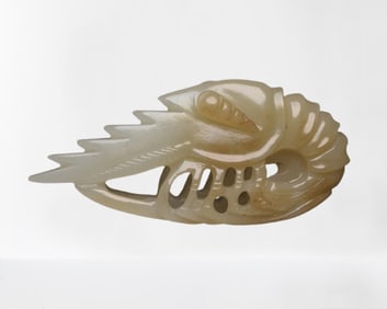 Chinese Natural Hetian Jade Carved Shrimp Pendant