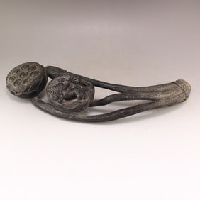 Vintage Ox Horn Carved Lotus Pod Statue