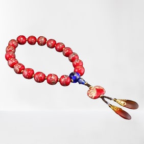 Beautiful Chinese Peking Glass Beads Bracelet w Box